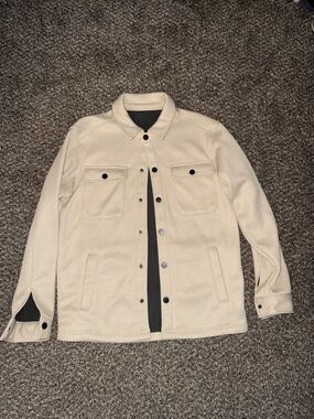 H&M Cream Lightweight Button-Front Shirt Jacket